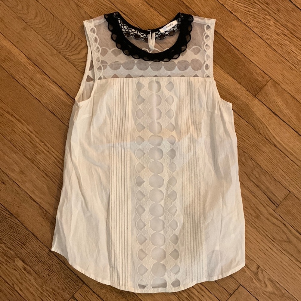 Cream and black delicate sheer top